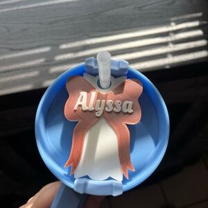Personalized Cup topper with Bow Design